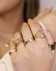 Floral Wedding Band Solid 14k Gold, Thick Wedding Ring