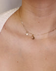 Moon and Star Necklace 14k Solid Gold