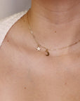 Moon and Star Necklace 14k Solid Gold