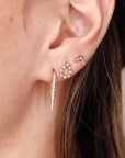 14k Gold Diamond Chevron Stud Earrings