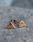Triangle Stud Earrings, 14k Solid Rose Gold Minimal Earrings