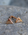Triangle Stud Earrings, 14k Solid Rose Gold Minimal Earrings