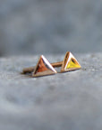 Triangle Stud Earrings, 14k Solid Rose Gold Minimal Earrings