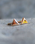 Triangle Stud Earrings, 14k Solid Rose Gold Minimal Earrings - Melt'm Jewelry