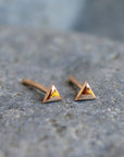 14k Rose Gold Triangle Geometric Stud Earrings