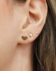 Tiny Heart Stud Earrings – Gold Filled Minimalist Earrings (Smooth or Hammered)