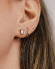 14k Gold Emerald Cut Aquamarine Stud Earrings - Melt'm Jewelry
