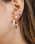 Round Open Hoop Earrings, Patterned Sterling Silver Earrings