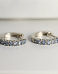 Aquamarine Huggie Hoop Earrings 14k Gold