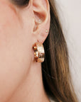 Flower Patterned Gold Filled Hoop Earrings