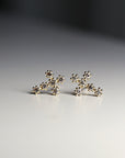 Tiny Cross Diamond Earrings in 14k Gold (SINGLE OR PAIR)