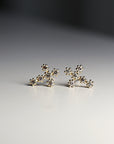 Tiny Cross Diamond Earrings in 14k Gold (SINGLE OR PAIR)