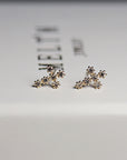 Tiny Cross Diamond Earrings in 14k Gold (SINGLE OR PAIR)