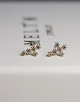 Tiny Cross Diamond Earrings in 14k Gold (SINGLE OR PAIR)