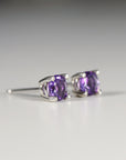 Amethyst Stud Earrings 14k Gold, Handmade Amethyst Earrings