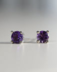 Amethyst Stud Earrings 14k Gold