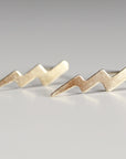 Gold Lightning Bolt Stud Earrings