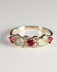 Opal, Ruby and Diamond Half Eternity Ring