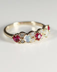 Opal, Ruby and Diamond Half Eternity Ring