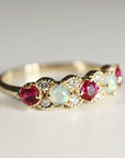 Opal, Ruby and Diamond Half Eternity Ring