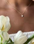 Diamond Heart Necklace 14k Solid Gold 6 Genuine Natural Diamonds Pave Cluster