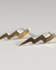 Gold Lightning Bolt Stud Earrings