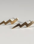 Gold Lightning Bolt Stud Earrings