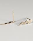 Gold Lightning Bolt Stud Earrings