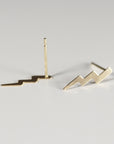 Gold Lightning Bolt Stud Earrings