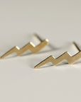 Gold Lightning Bolt Stud Earrings
