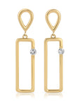 14k Gold Geometric Diamond Dangle Earrings