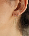 14k Gold Geometric Diamond Dangle Earrings