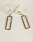 14k Gold Geometric Diamond Dangle Earrings