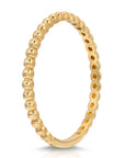 14k Gold Dainty Beaded Ring, Stacking Midi Ring