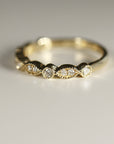 Art Deco Wedding Band 14k Solid Gold, Milgrain Diamond Wedding Ring - Melt'm Jewelry