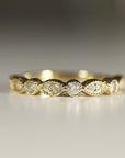Art Deco Wedding Band 14k Solid Gold, Milgrain Diamond Wedding Ring - Melt'm Jewelry