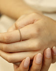 14k Gold Dainty Beaded Ring, Stacking Midi Ring