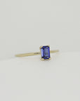 Blue Sapphire Engagement Ring 14k Gold, Emerald Cut Sapphire Ring, Minimalist - Melt'm Jewelry