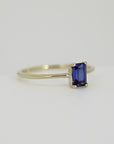 Blue Sapphire Engagement Ring 14k Gold, Emerald Cut Sapphire Ring, Minimalist - Melt'm Jewelry