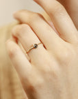 Dainty Salt and Pepper Diamond Ring, Solid 14k Gold Minimalist Rustic Diamond Ring, Proposal Ring, Unique Stacking Diamond Ring