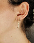 14k Gold Geometric Diamond Dangle Earrings