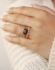 Art Deco Wedding Band 14k Solid Gold, Milgrain Diamond Wedding Ring