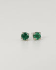Delicate Emerald Stud Earrings 14k Gold