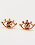 Diamond Evil Eye Stud Earrings in 14k Gold (SINGLE or PAIR)