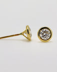 Moissanite Stud Earrings 14k Gold, 0.45 ct. Martini Bezel Set Moissanite Earrings