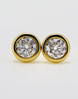 Moissanite Stud Earrings 14k Gold, 0.45 ct. Martini Bezel Set Moissanite Earrings