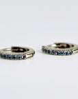 Mini Aquamarine Huggie Earrings in 14k White Gold
