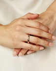 4mm Dome Wedding Band, Flush Set Diamond Wide Gold Band Ring