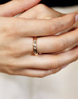 4mm Dome Wedding Band, Flush Set Diamond Wide Gold Band Ring