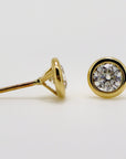 Moissanite Stud Earrings 14k Gold, 0.45 ct. Martini Bezel Set Moissanite Earrings